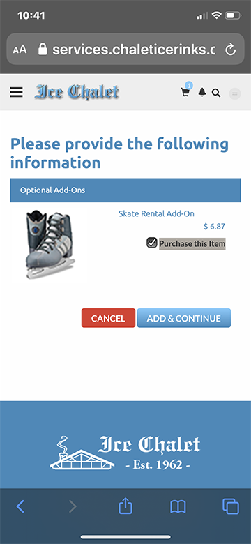 Skate rental option