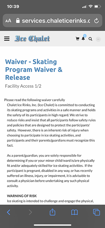 Waiver review screen
