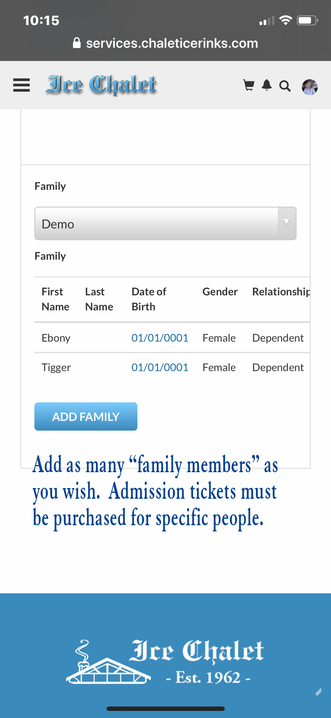 Add family members screen